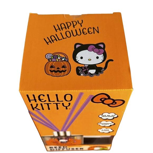 Orange Hello Kitty Halloween Witch on Broom Peppermint Square Reed Diffuser New - Picture 2 of 5